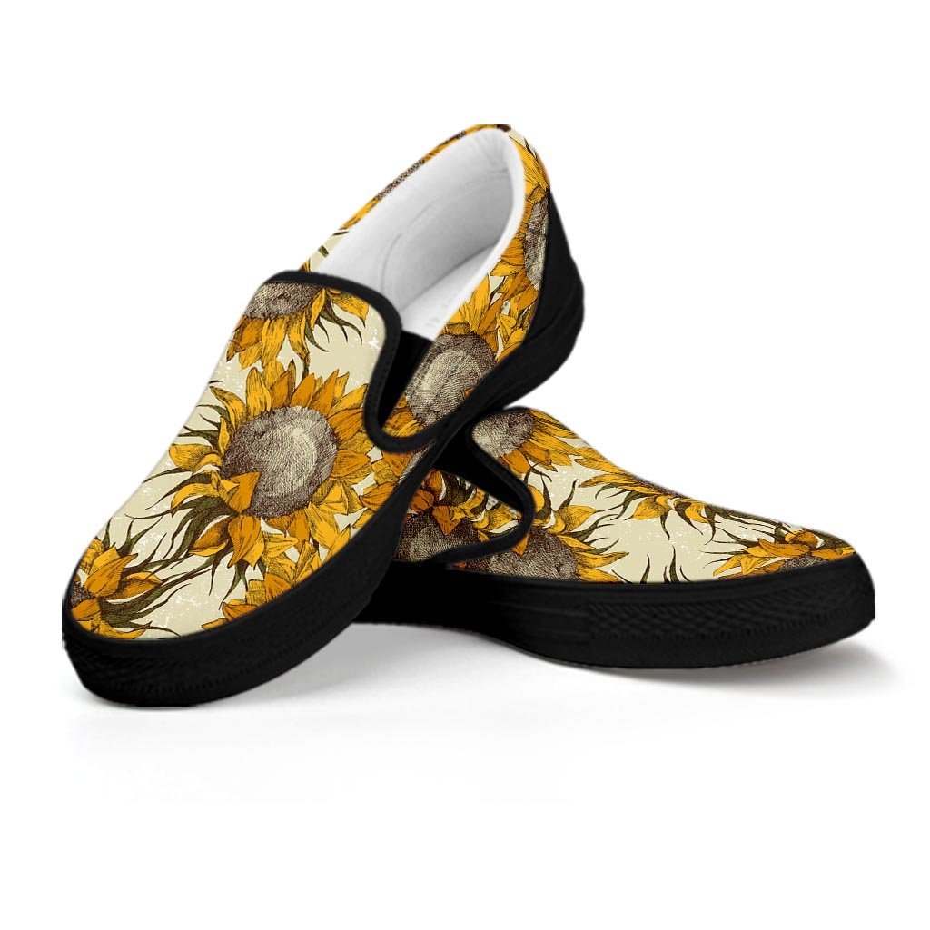 Vintage Sunflower Women's Slip On Sneakers-grizzshop