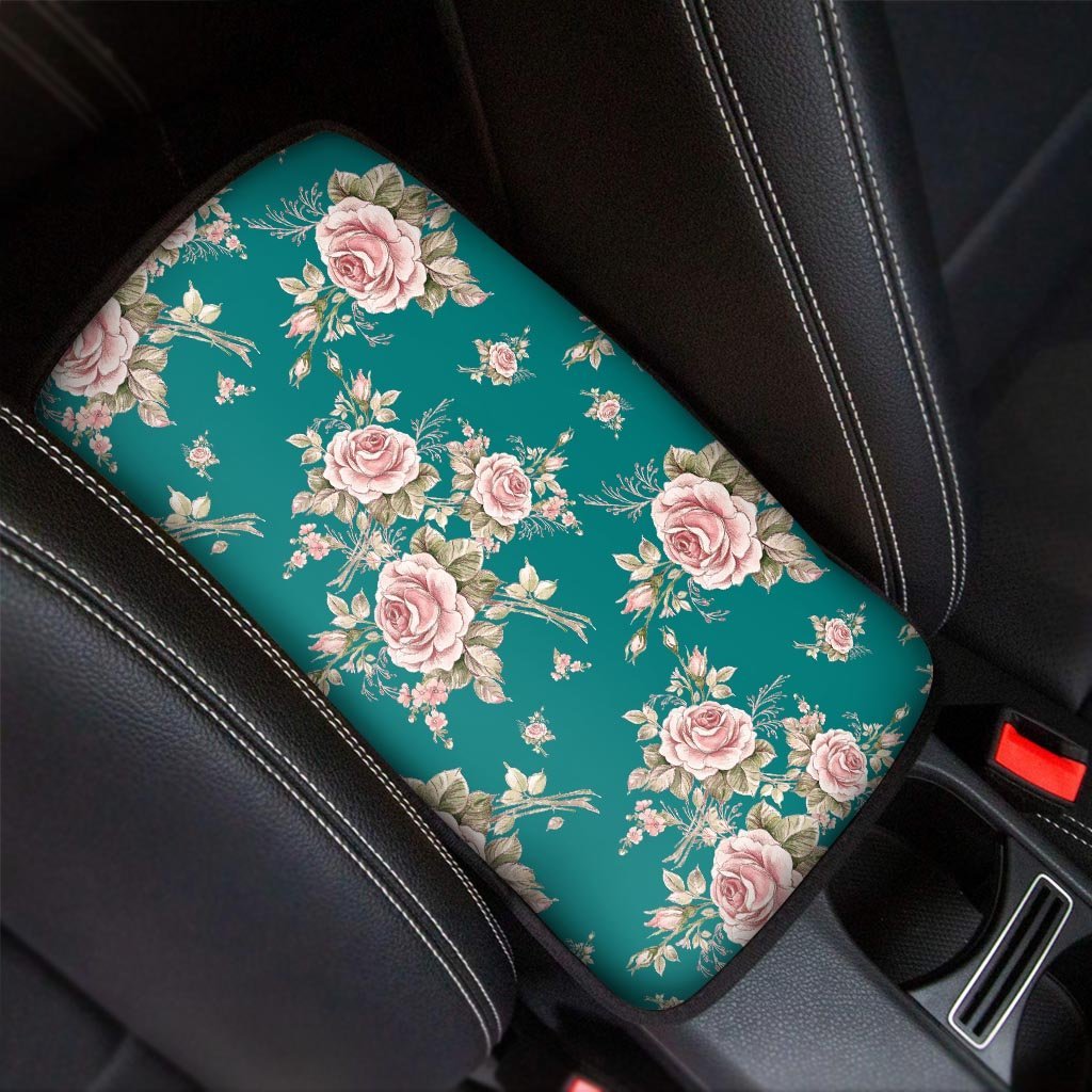 Vintage Watercolor Pink Rose Flower Print Car Console Cover-grizzshop