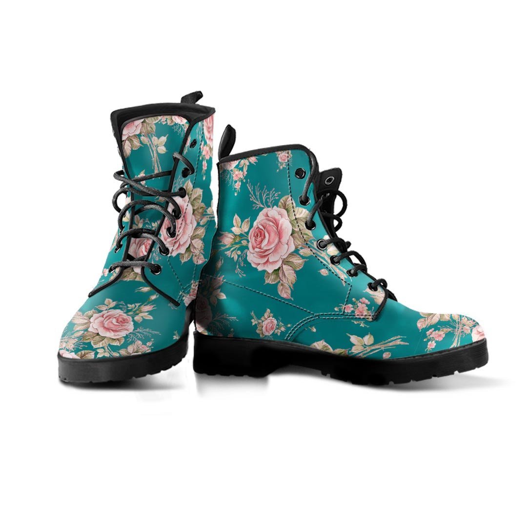 Vintage Watercolor Pink Rose Flower Print Men's Boots-grizzshop