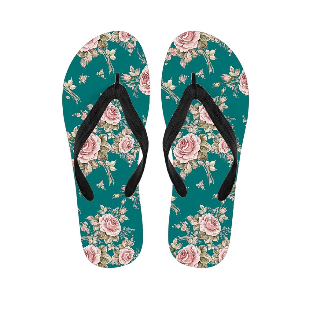 Vintage Watercolor Pink Rose Flower Print Men's Flip Flops-grizzshop