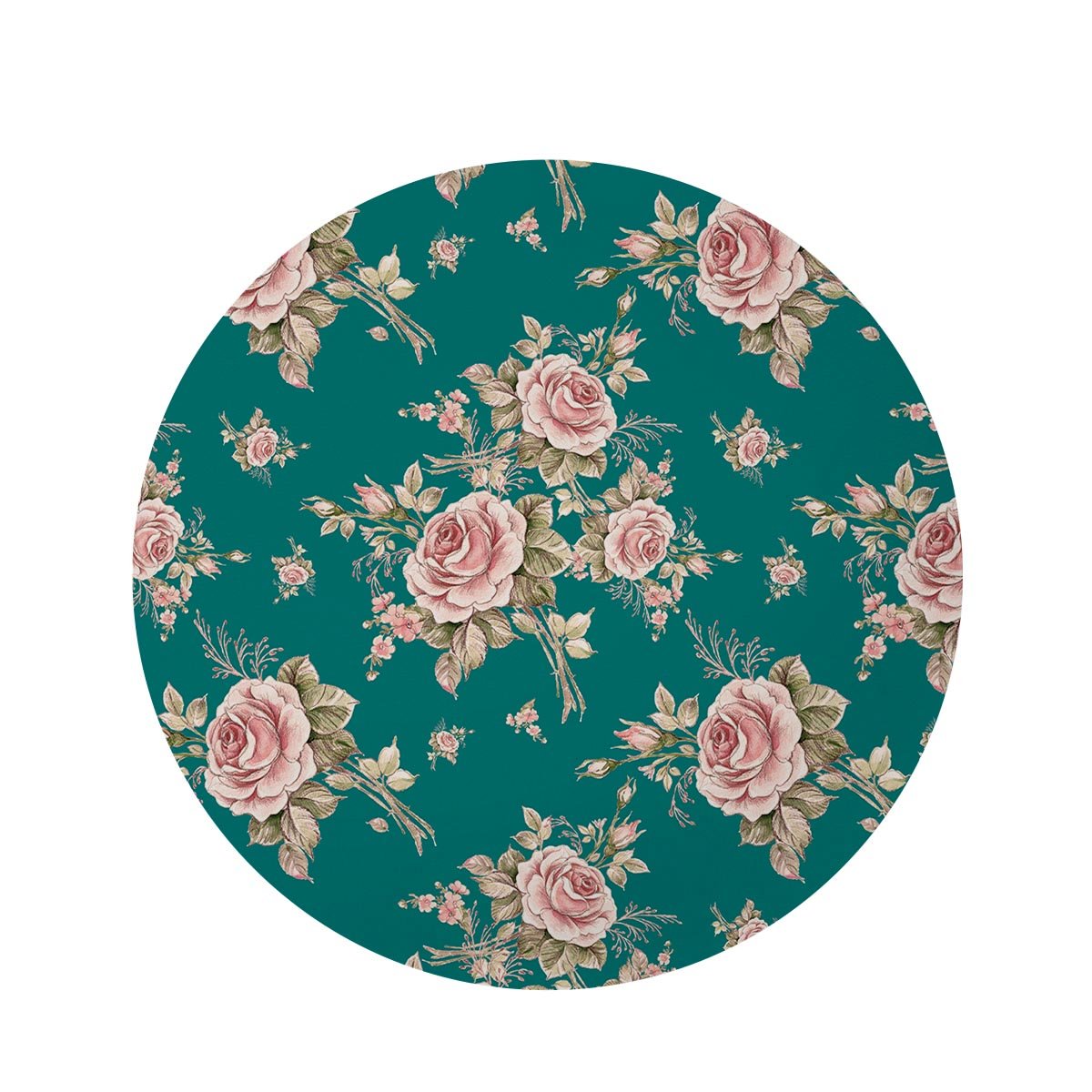 Vintage Watercolor Pink Rose Flower Print Round Rug-grizzshop
