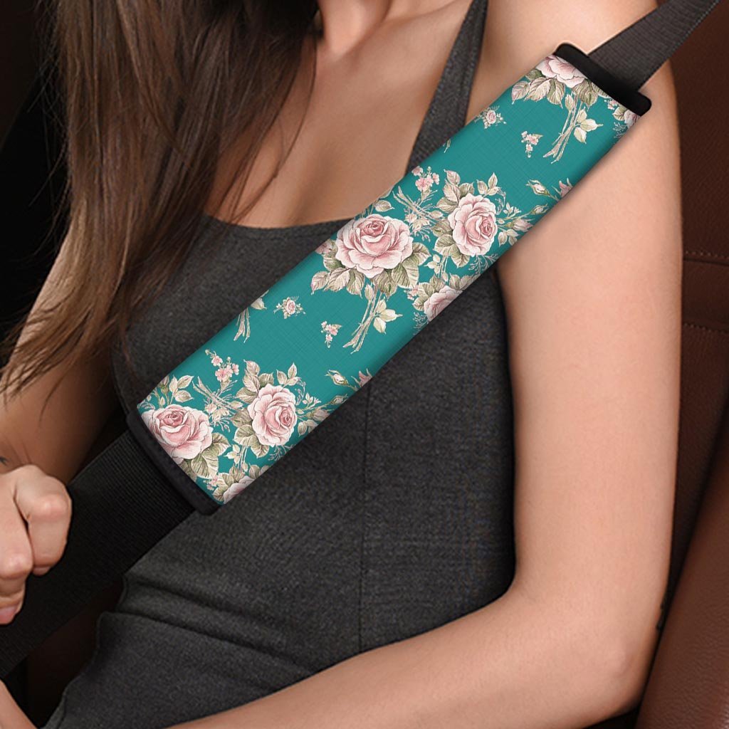 Vintage Watercolor Pink Rose Flower Print Seat Belt Cover-grizzshop