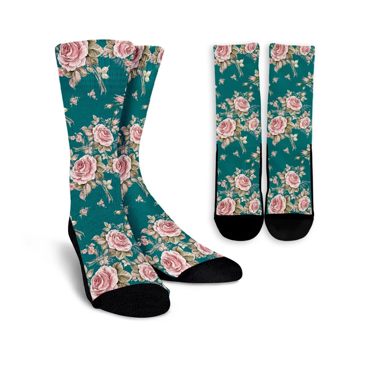 Black Pink Rose Flower Print Men's Sneakers