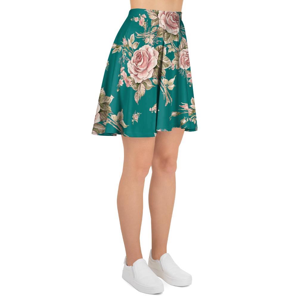 Vintage Watercolor Pink Rose Flower Print Women's Skirt-grizzshop