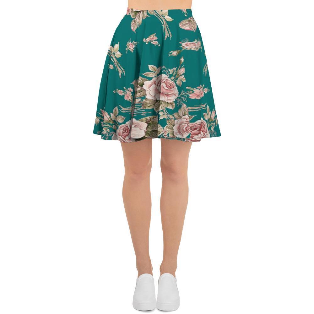 Vintage Watercolor Pink Rose Flower Print Women's Skirt-grizzshop