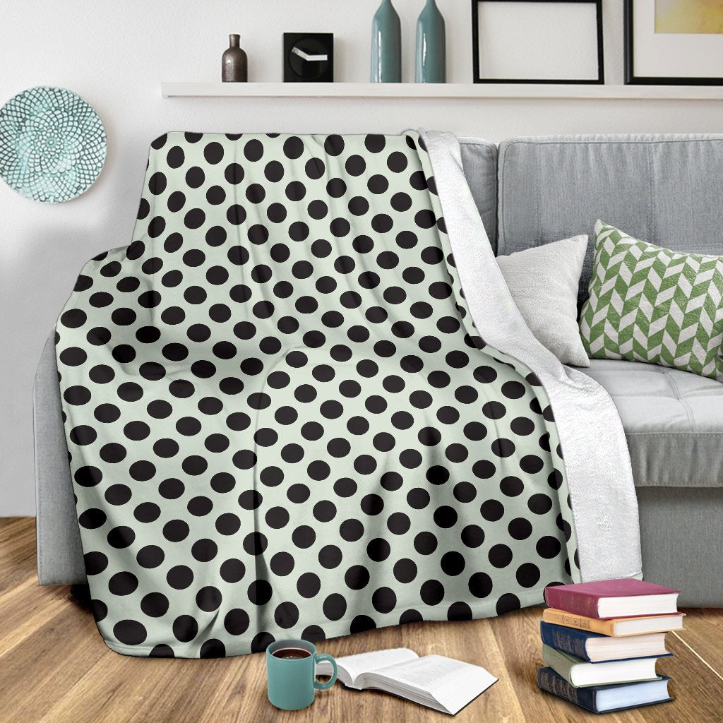Vintage White Black Polka dot Pattern Print Blanket-grizzshop