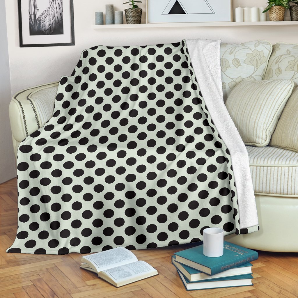 Vintage White Black Polka dot Pattern Print Blanket-grizzshop