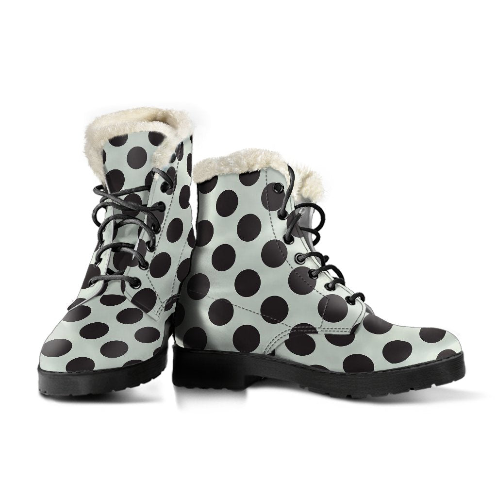 Vintage White Black Polka dot Pattern Print Comfy Winter Boots-grizzshop