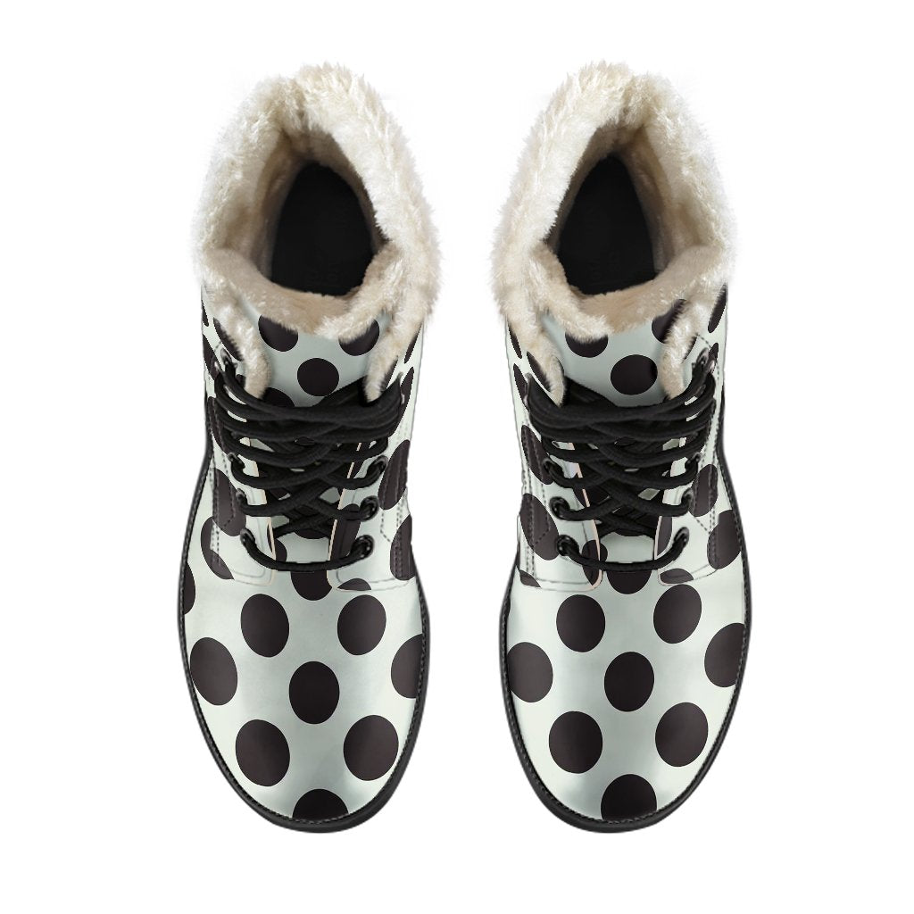 Vintage White Black Polka dot Pattern Print Comfy Winter Boots-grizzshop