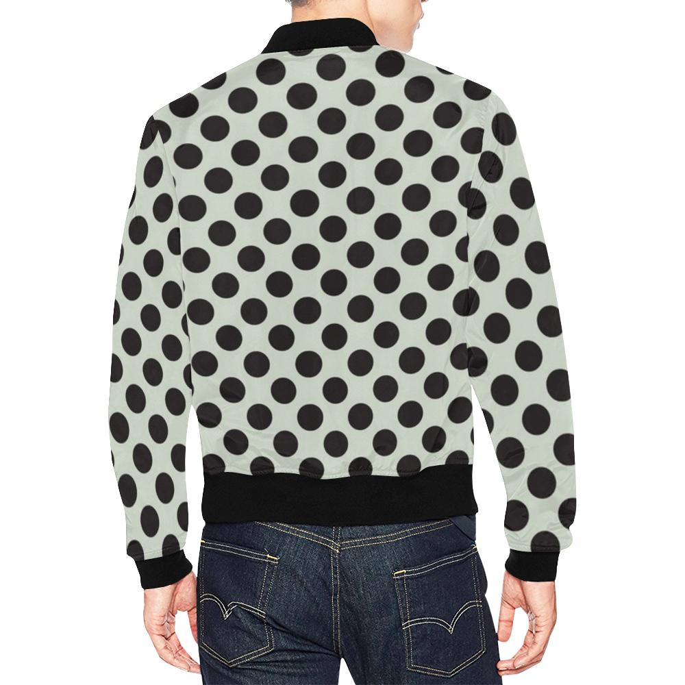 Vintage White Black Polka dot Pattern Print Men's Bomber Jacket-grizzshop