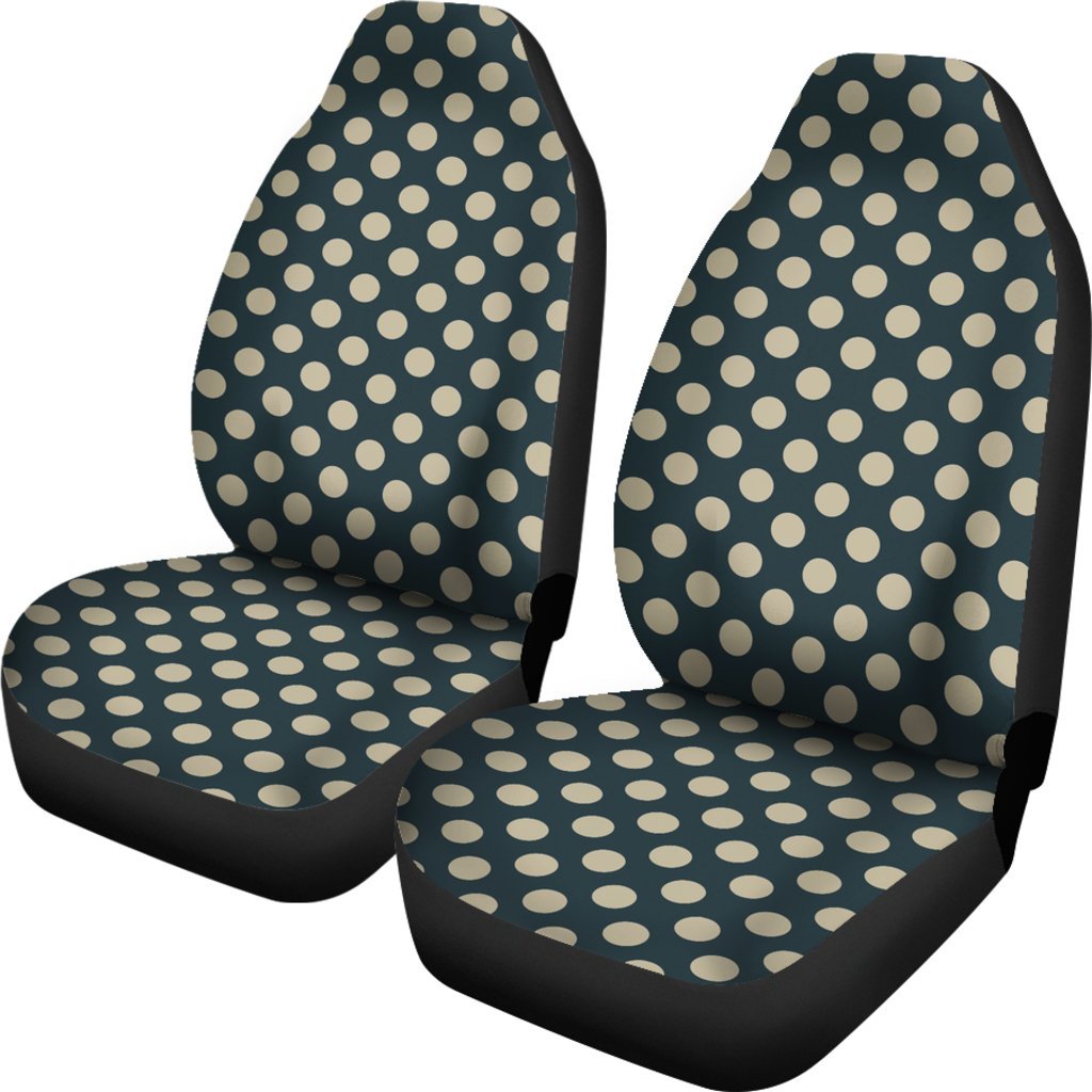 Vintage Navy Blue White Cream Polka dot Universal Fit Car Seat Cover-grizzshop