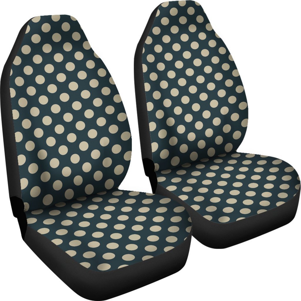 Vintage Navy Blue White Cream Polka dot Universal Fit Car Seat Cover-grizzshop