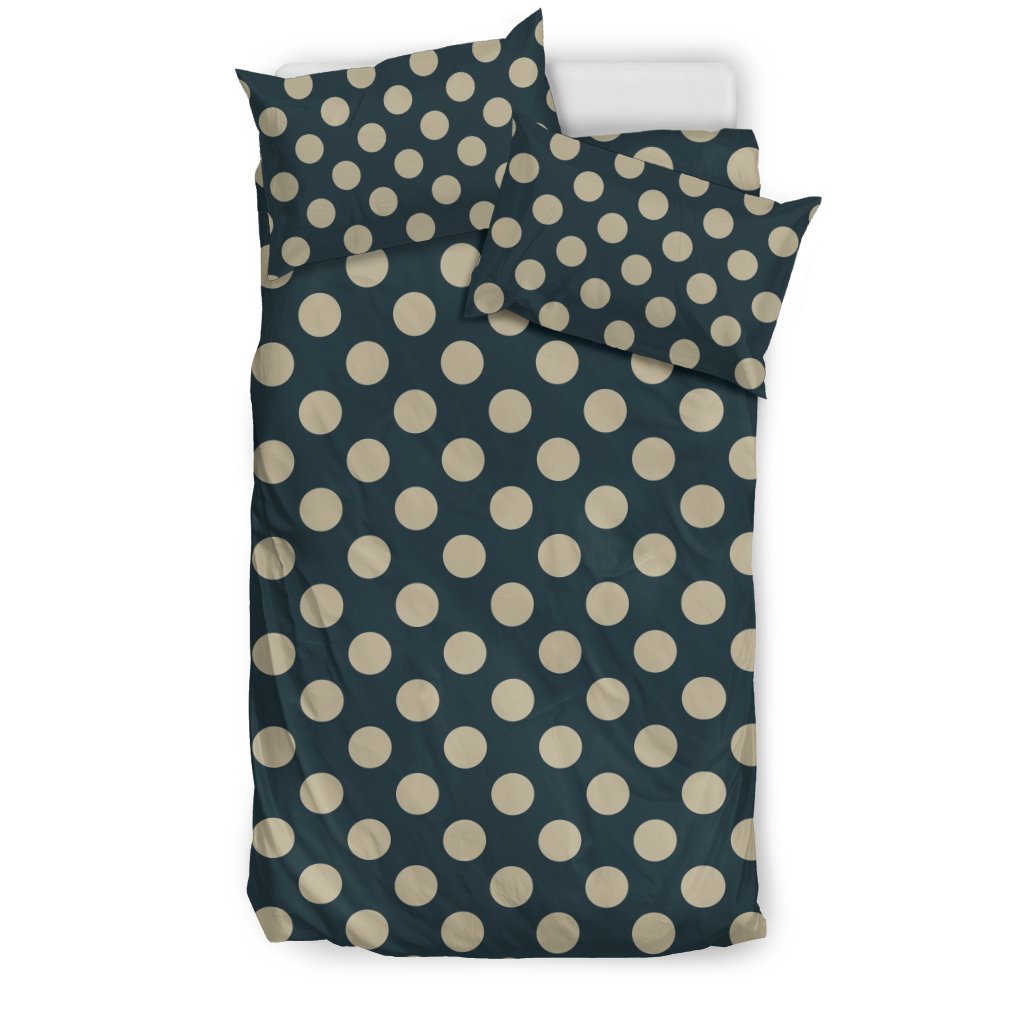 Vintage Navy Blue White Polka dot Pattern Print Duvet Cover Bedding Set-grizzshop