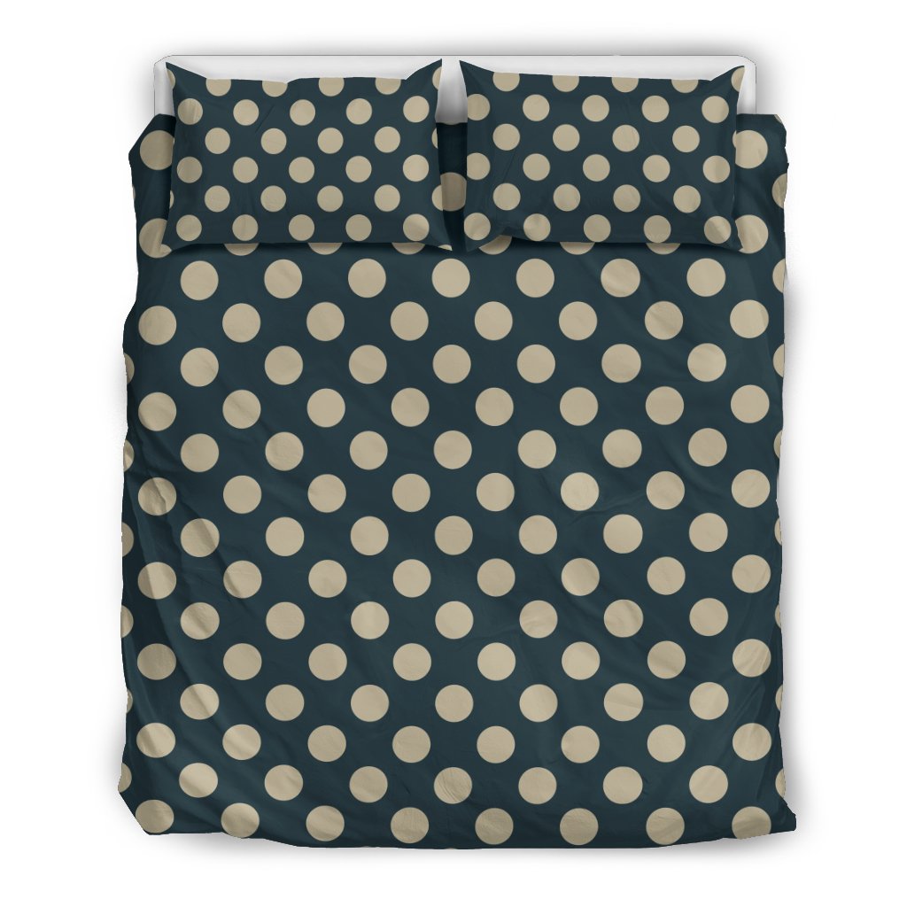 Vintage Navy Blue White Polka dot Pattern Print Duvet Cover Bedding Set-grizzshop
