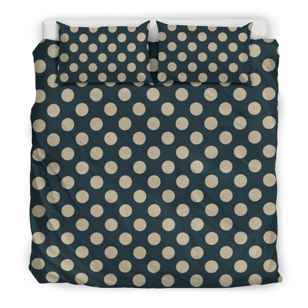 Vintage Navy Blue White Polka dot Pattern Print Duvet Cover Bedding Set-grizzshop
