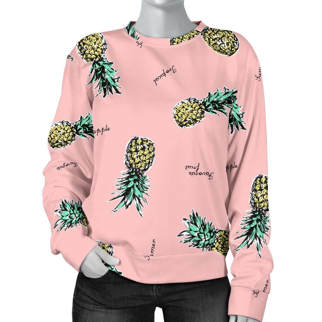 Vintage Pink Pineapple Print Sweatshirt-grizzshop