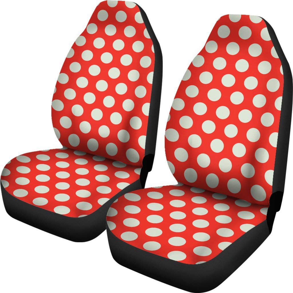 Vintage Red White Polka Dot Universal Fit Car Seat Cover-grizzshop