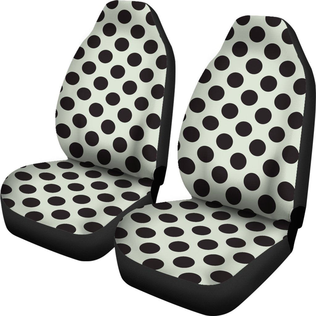 Vintage White Black Polka dot Universal Fit Car Seat Cover-grizzshop