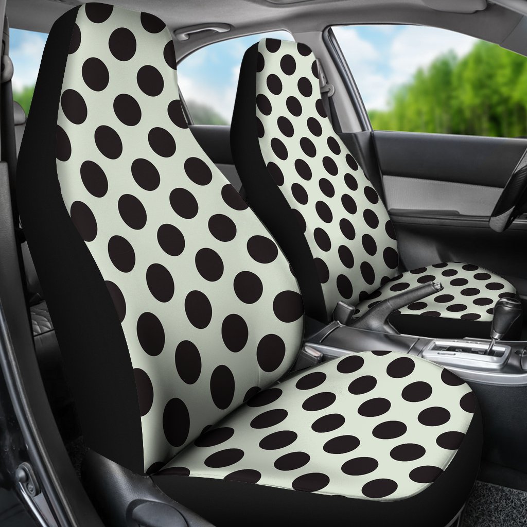 Vintage White Black Polka dot Universal Fit Car Seat Cover-grizzshop