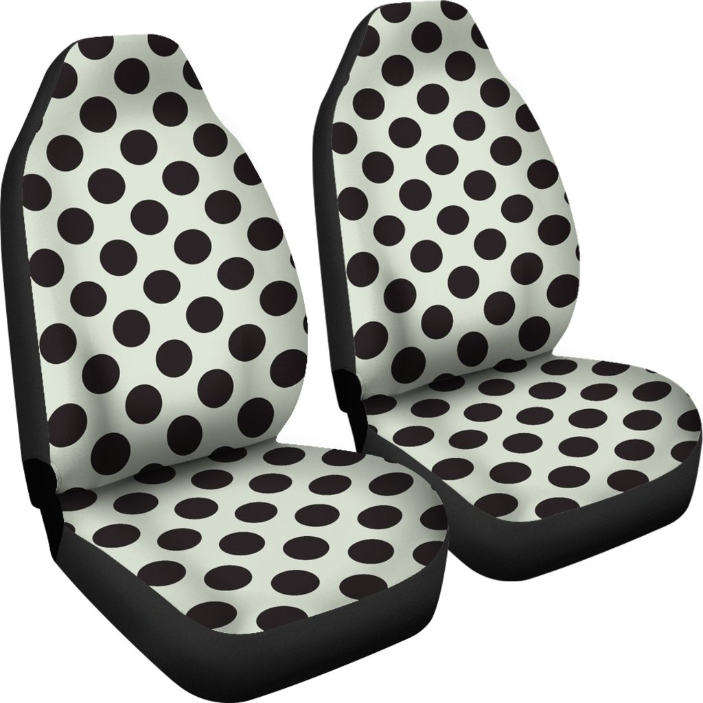Vintage White Black Polka dot Universal Fit Car Seat Cover-grizzshop