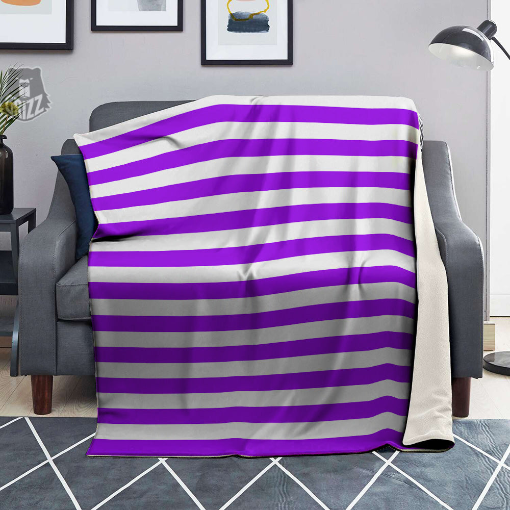 Violet Color Striped Print Blanket-grizzshop