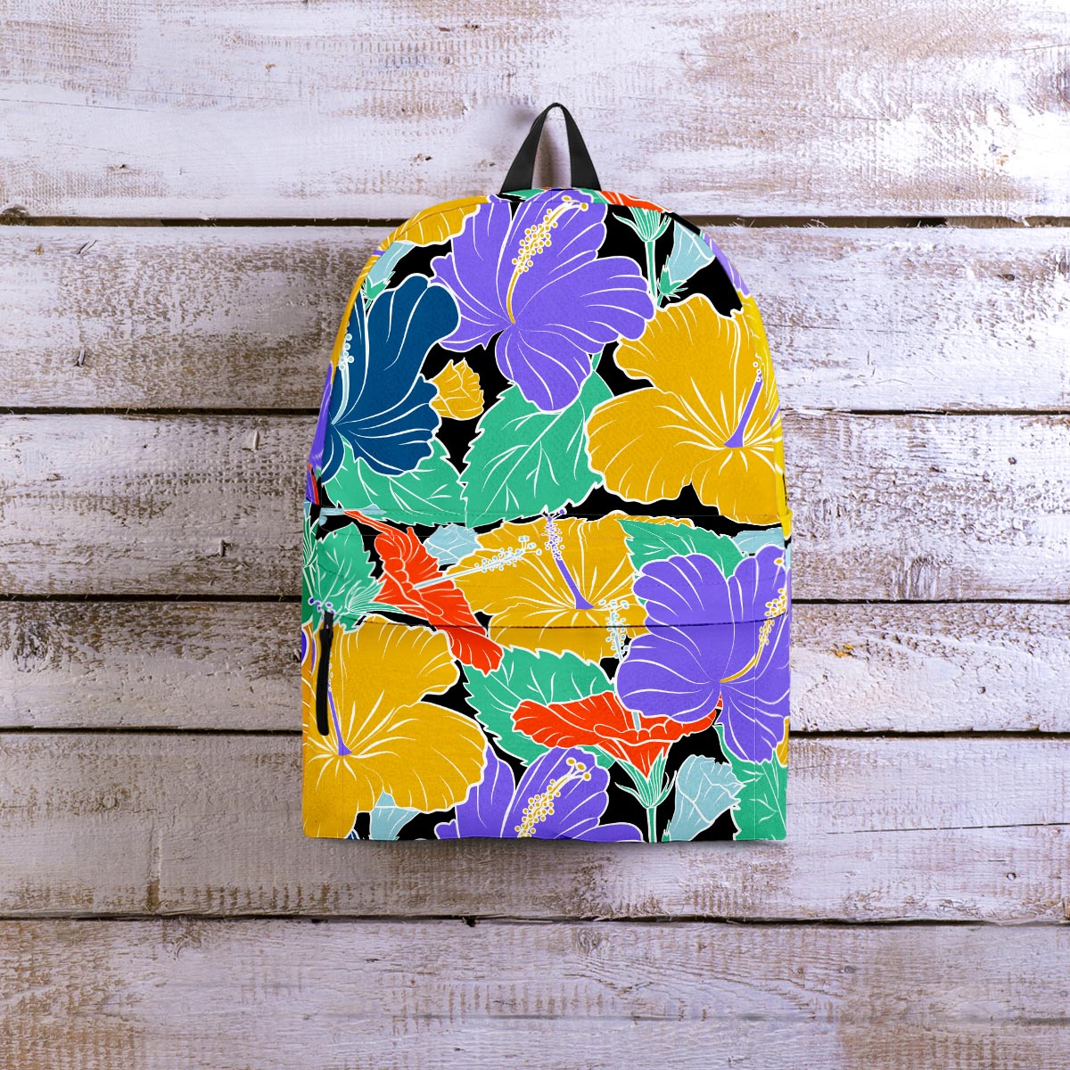 Violet Hibiscus Flower Hawaiian Print Backpack-grizzshop