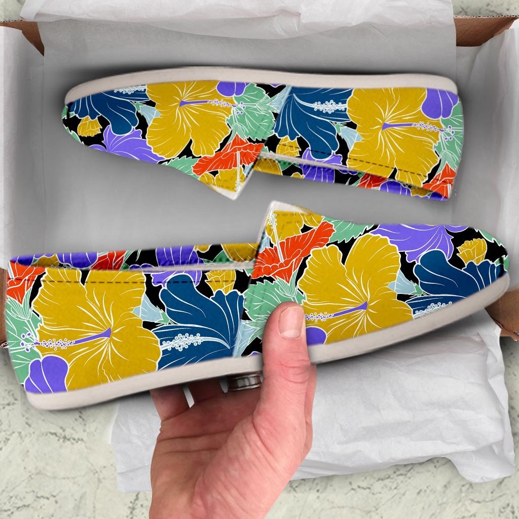 Violet Hibiscus Flower Hawaiian Print Canvas Shoes-grizzshop
