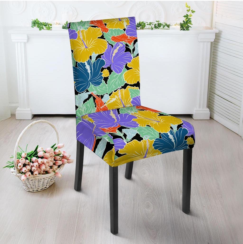 Violet Hibiscus Flower Hawaiian Print Chair Cover-grizzshop