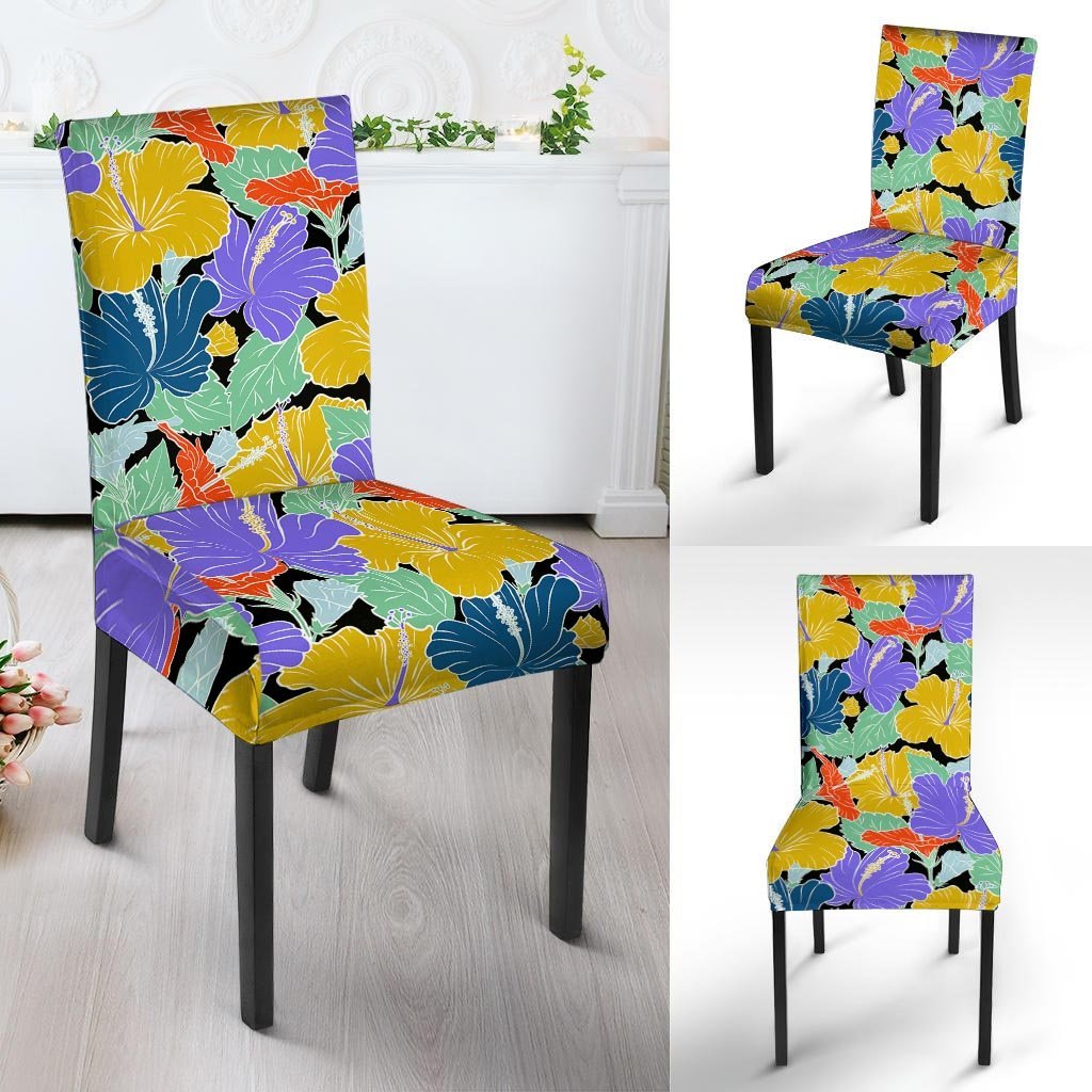 Violet Hibiscus Flower Hawaiian Print Chair Cover-grizzshop