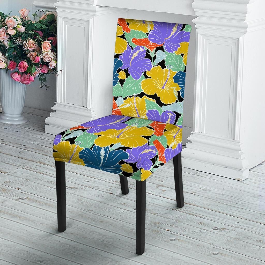 Violet Hibiscus Flower Hawaiian Print Chair Cover-grizzshop