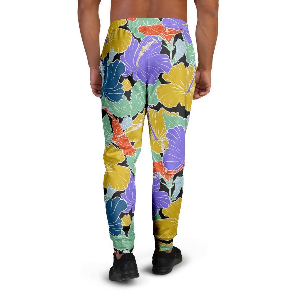 Violet Hibiscus Flower Hawaiian Print Men's Joggers-grizzshop