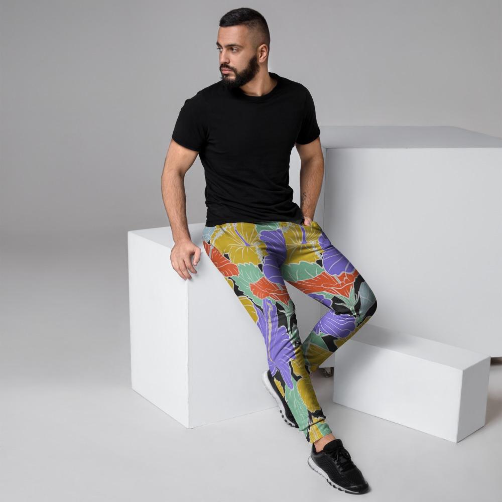 Violet Hibiscus Flower Hawaiian Print Men's Joggers-grizzshop