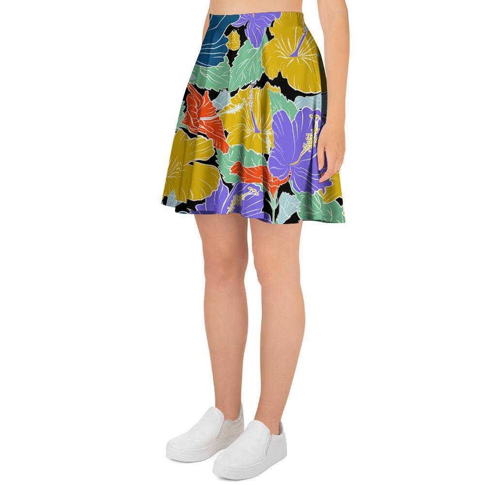 Violet Hibiscus Flower Hawaiian Print Women's Skirt-grizzshop