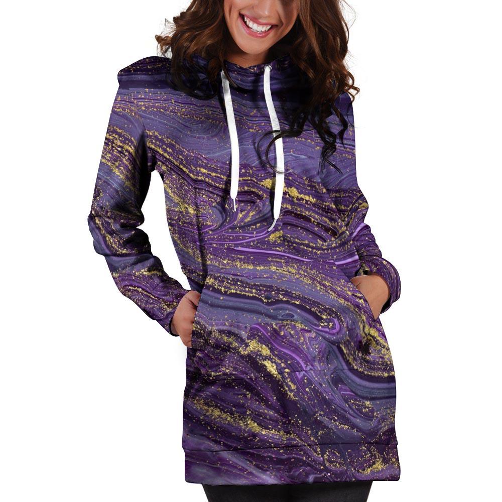 Violet Marble Hoodie Dress-grizzshop