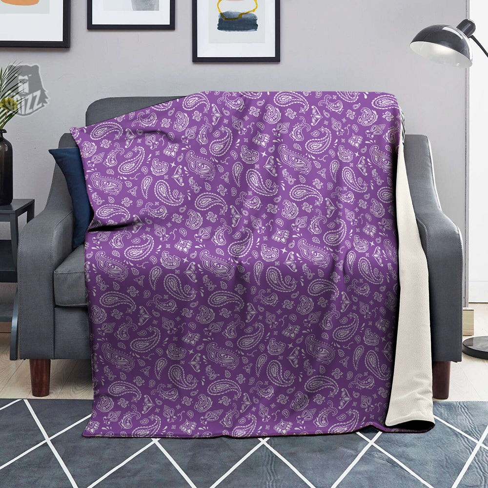 Violet Paisley Bandana Print Blanket-grizzshop