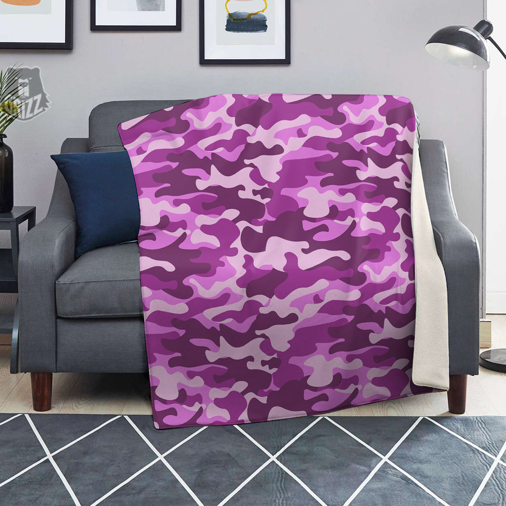 Violet Purple Camo And Camouflage Print Blanket-grizzshop