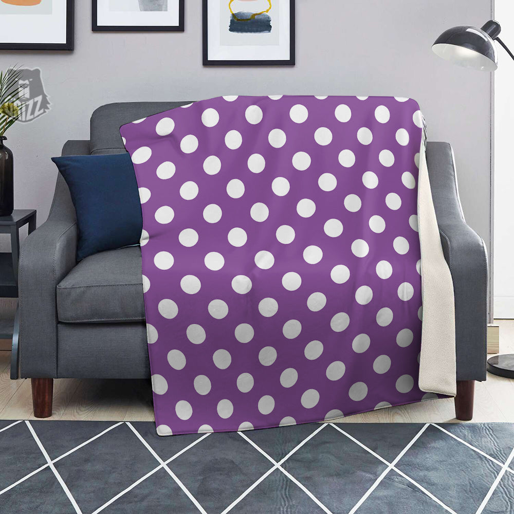 Violet Purple Color Polka Dot Print Pattern Blanket-grizzshop
