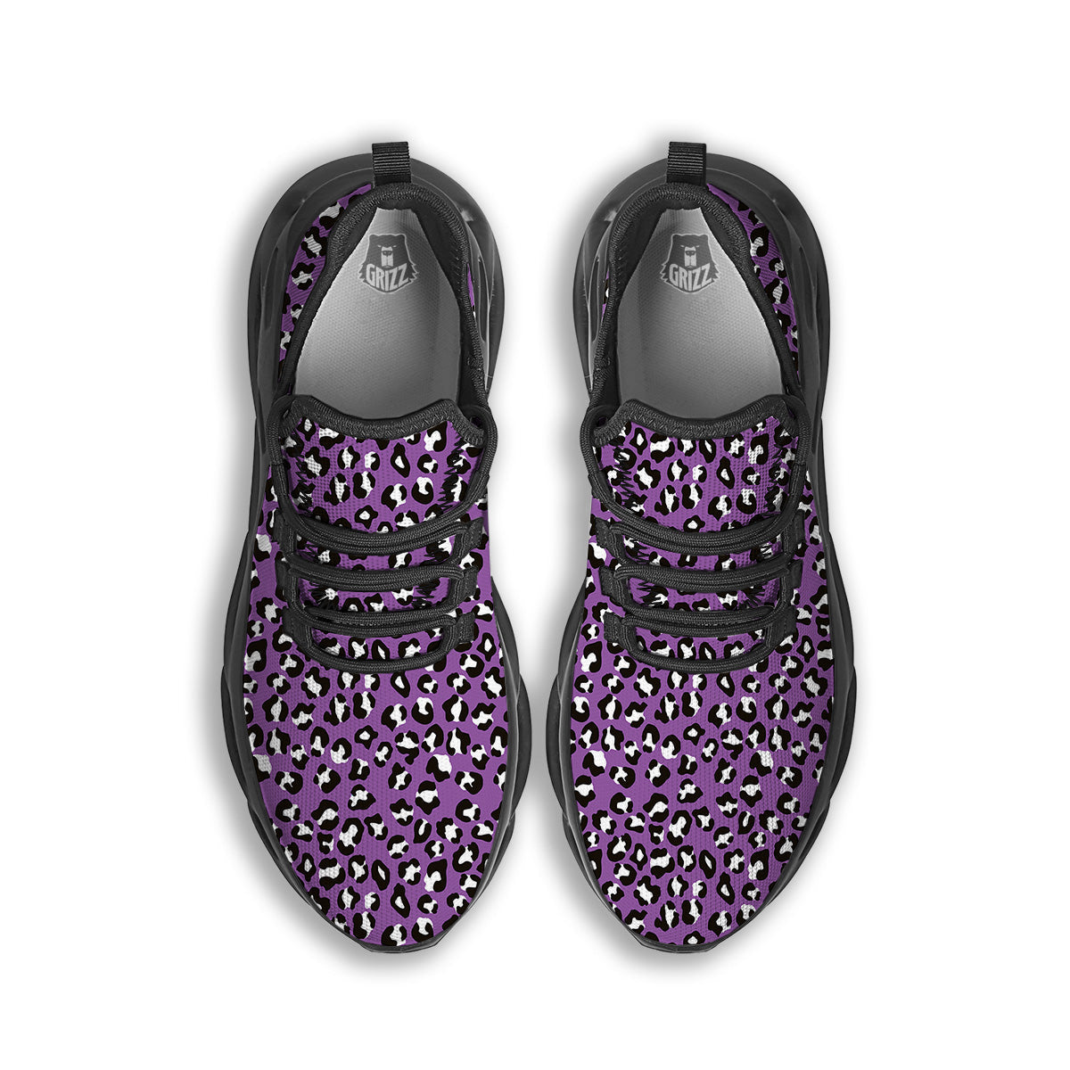 Violet Purple Leopard Print Pattern Black Running Shoes-grizzshop