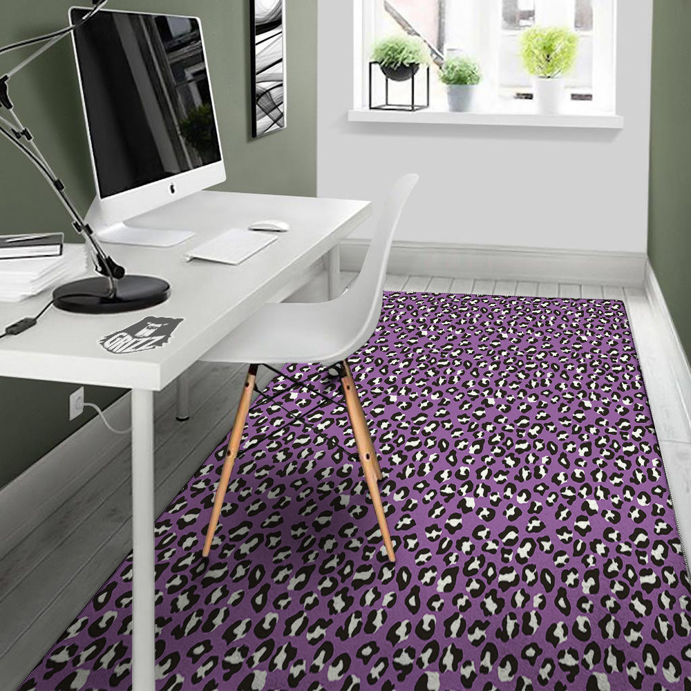 Violet Purple Leopard Print Pattern Floor Mat-grizzshop