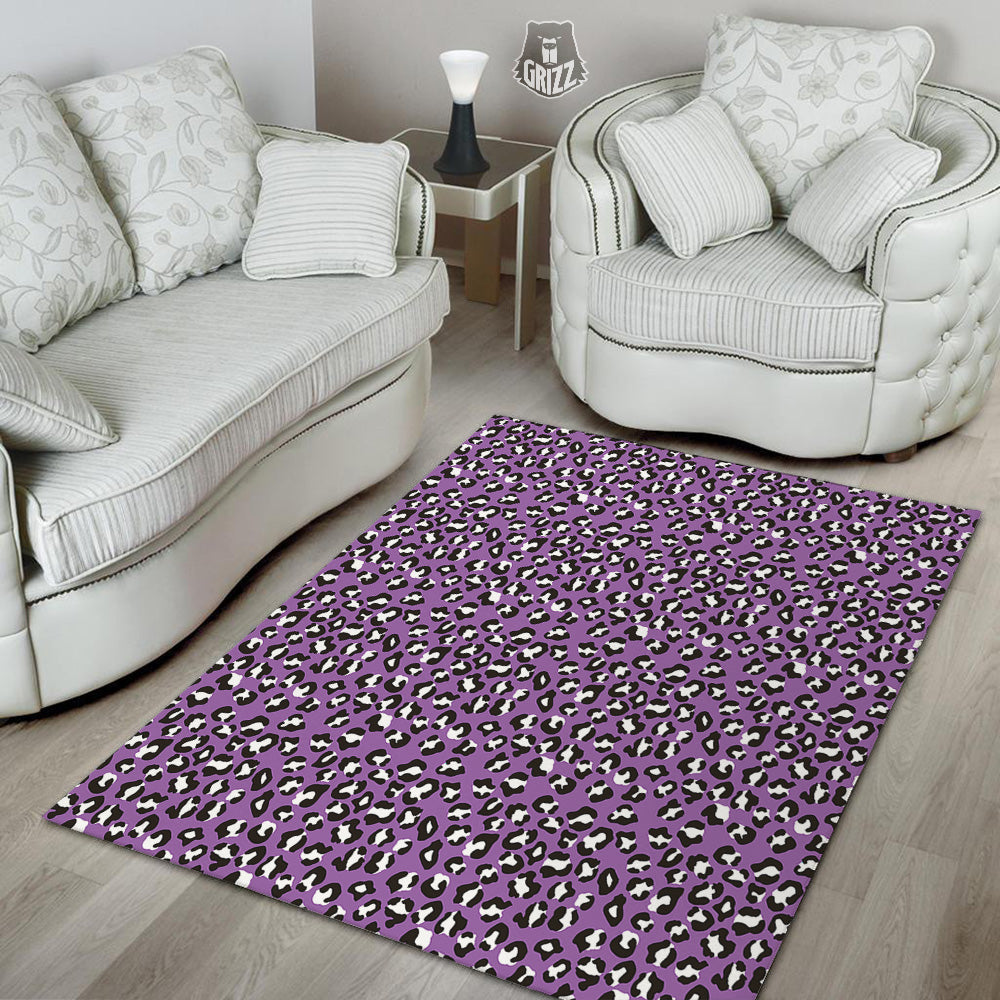 Violet Purple Leopard Print Pattern Floor Mat-grizzshop