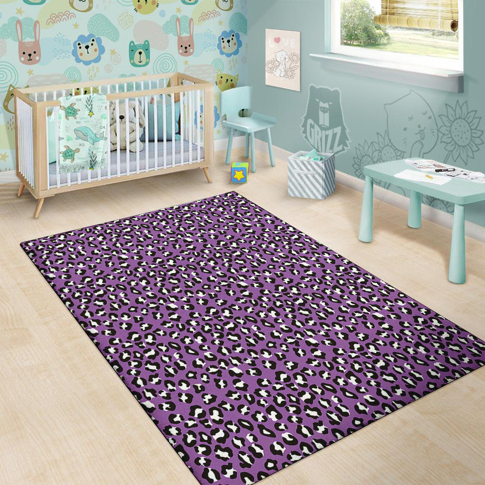 Violet Purple Leopard Print Pattern Floor Mat-grizzshop