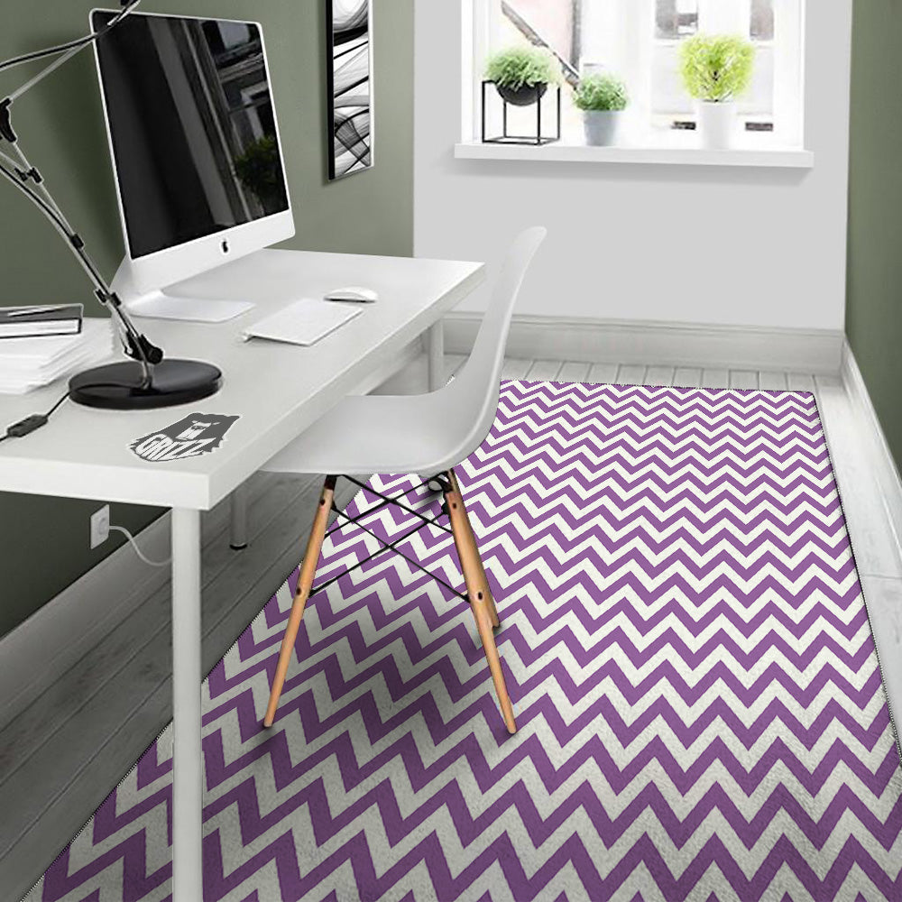 Violet Purple Zigzag Print Pattern Floor Mat-grizzshop