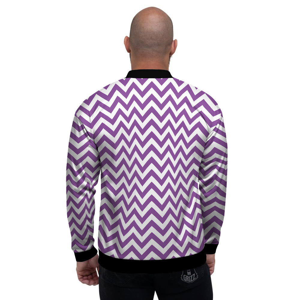 Violet Purple Zigzag Print Pattern Men's Bomber Jacket-grizzshop