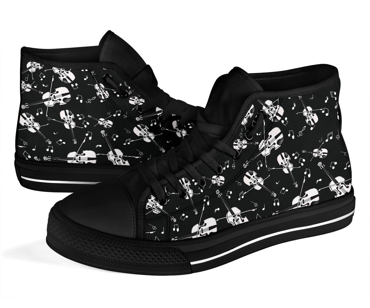 Violin Pattern Print Men Women's High Top Shoes-grizzshop