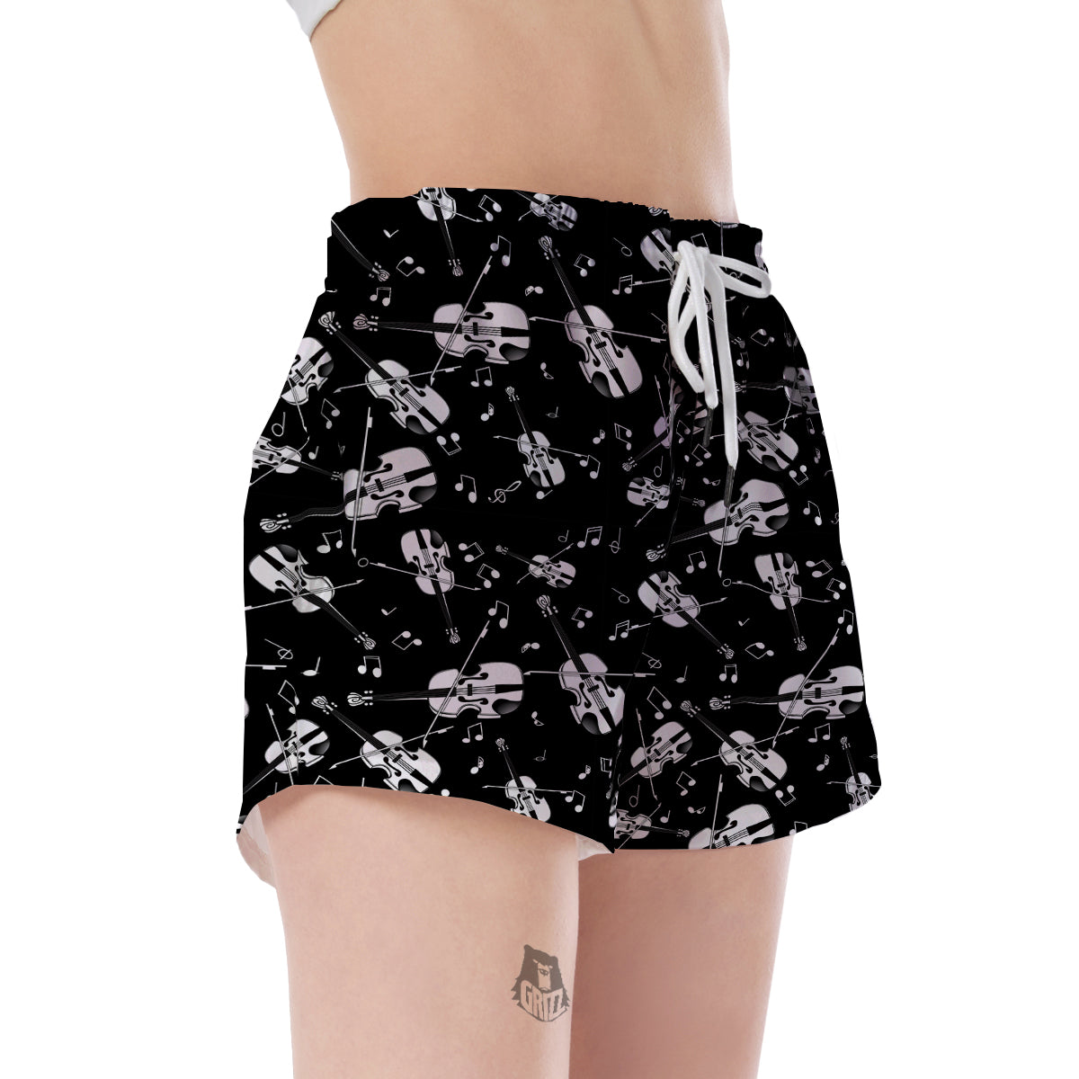 Violin Pattern Print Women's Shorts-grizzshop