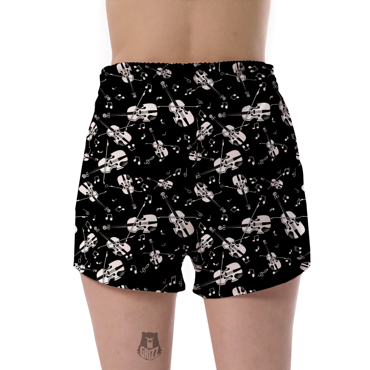 Violin Pattern Print Women's Shorts-grizzshop