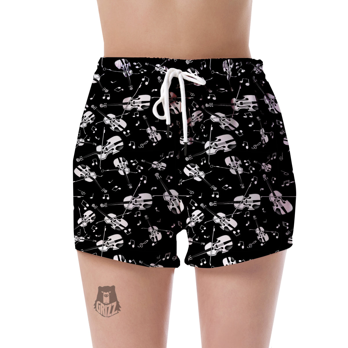 Violin Pattern Print Women's Shorts-grizzshop