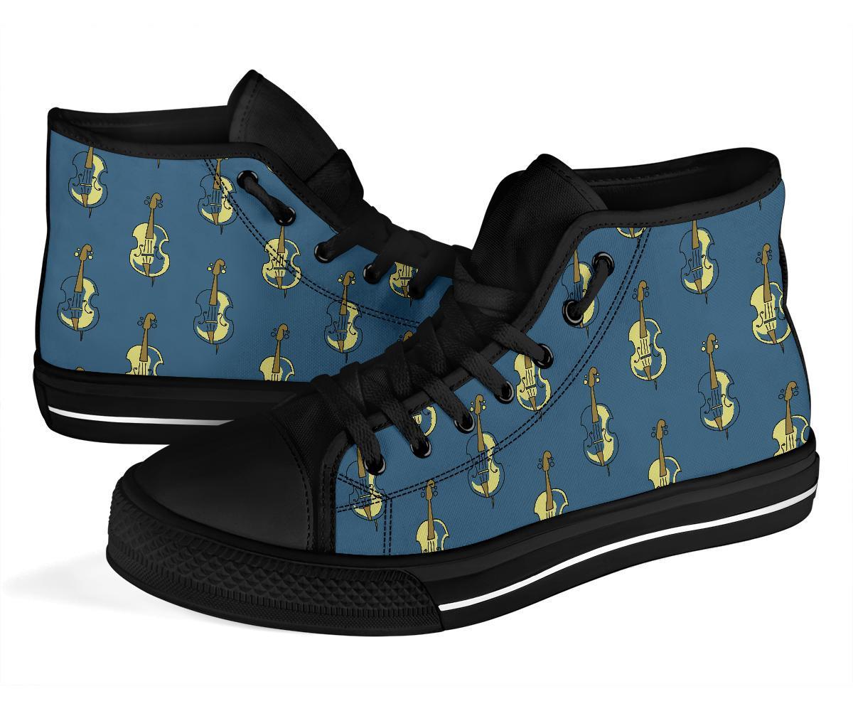 Violin Print Pattern Men Women's High Top Shoes-grizzshop