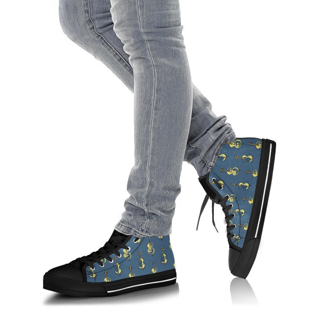 Violin Print Pattern Men Women's High Top Shoes-grizzshop