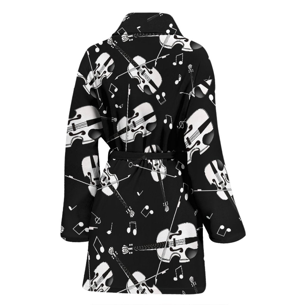 Violin Pattern Print Women Long Robe-grizzshop